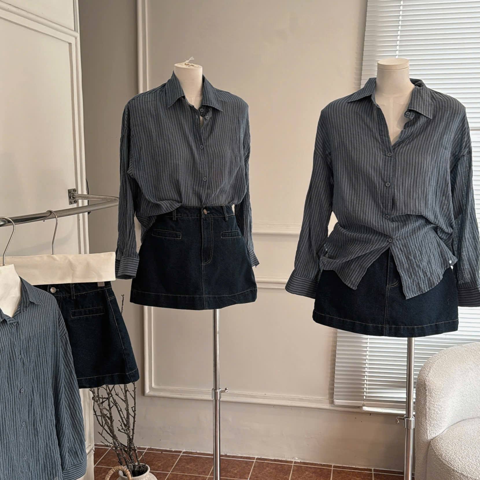 Casual Solid Lace & Pattern Long Sleeve Women's 2-Piece Midi Shirt