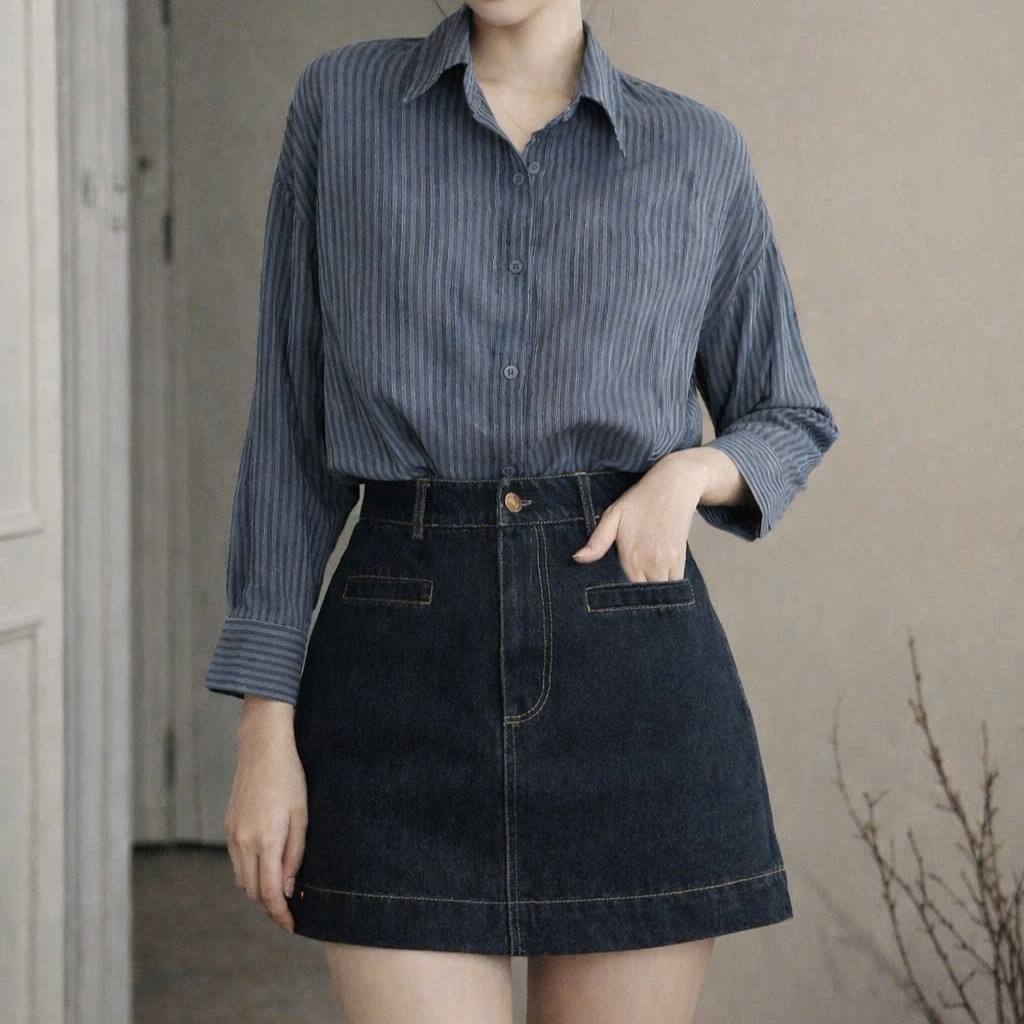 Casual Solid Lace & Pattern Long Sleeve Women's 2-Piece Midi Shirt