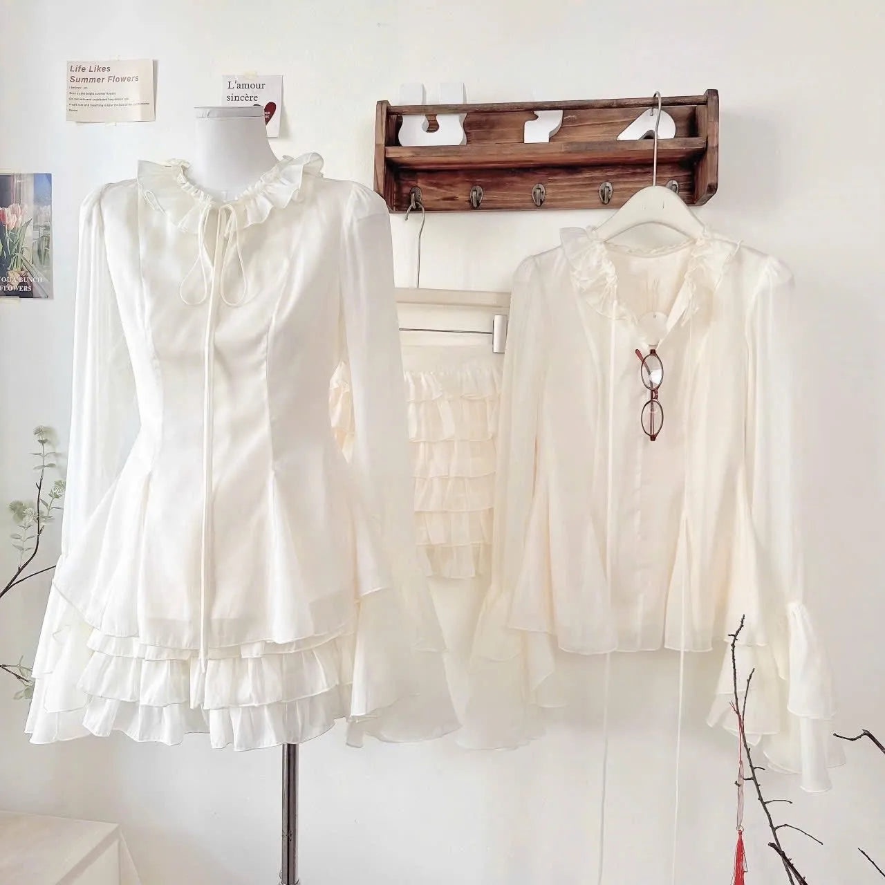 High Quality Elegant White Sheer Chiffon Ruffle Blouse for Women