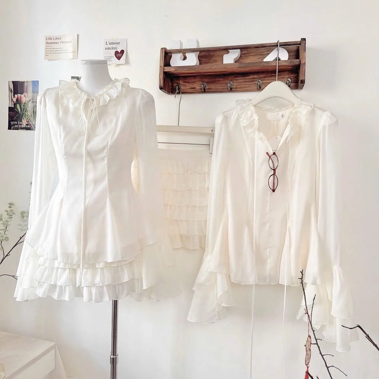 High Quality Elegant White Sheer Chiffon Ruffle Blouse for Women